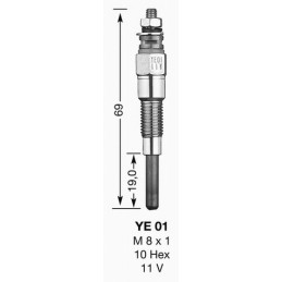 GLOW PLUG YE01 UT - NGK - Candle and suppressor - Jardinaffaires 