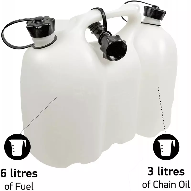 Bidon double pour essence et huile - 6 et 3 litres - Tronçonneuses