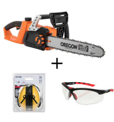 Pack tronçonneuse à batterie LSC35 Yard Force + protège oreilles Oregon + lunettes de protection Oregon