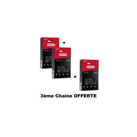 Pack 2 Chaînes + 1 offerte de tronçonneuse Oregon 73DPX072E Pas : 3/8" Jauge : 1.5 Maillons : 72 - VersaCut™