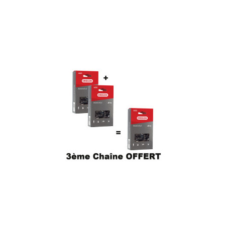 Pack 2 chaînes + 1 offerte de tronçonneuse Oregon 91PX033E Pas : 3/8" Jauge : 1.3 Maillons : 33 - AdvanceCut™