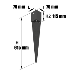 Pied de poteau à planter, support de poteau MERMIER - 70x70 mm