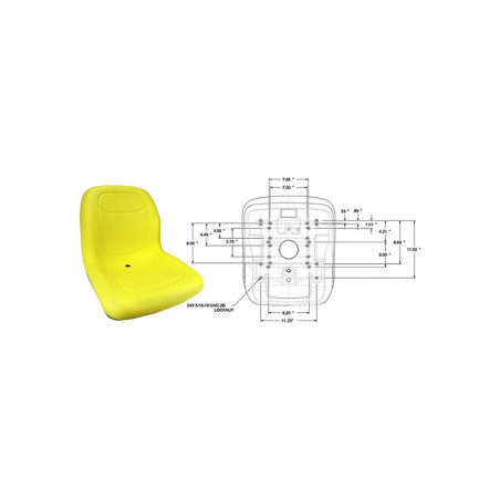 Rotary 13346 - Siège à dossier haut 18' jaune remplace john deere